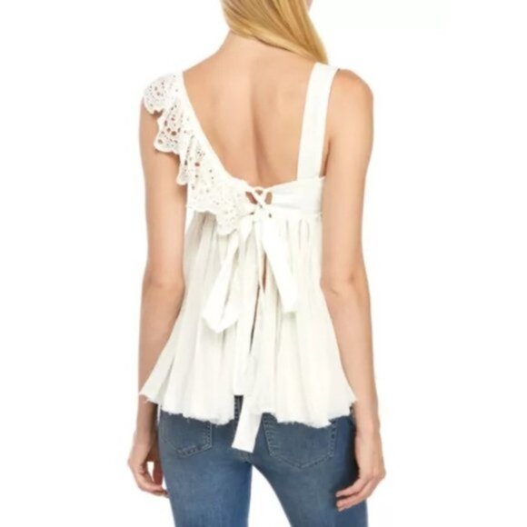 NWT Free People ivory eyelet detail open back cotton top, M - Picture 6 of 11